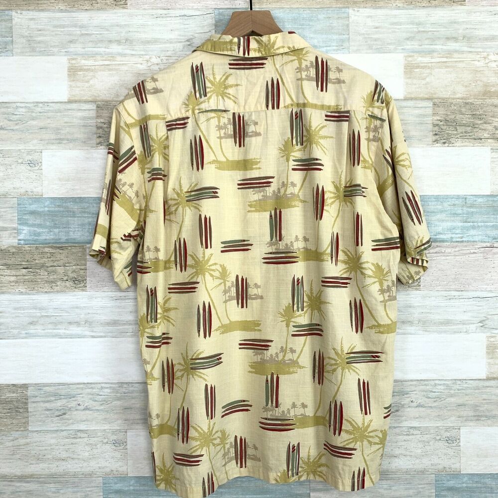 Columbia XCO Surfboard Hawaiian Camp Shirt Yellow Casual Travel Mens Medium - Picture 4 of 7